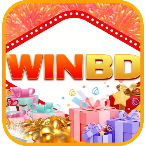 WINBD logo featuring a vibrant design with gift boxes, gold coins, and festive decorations in the background